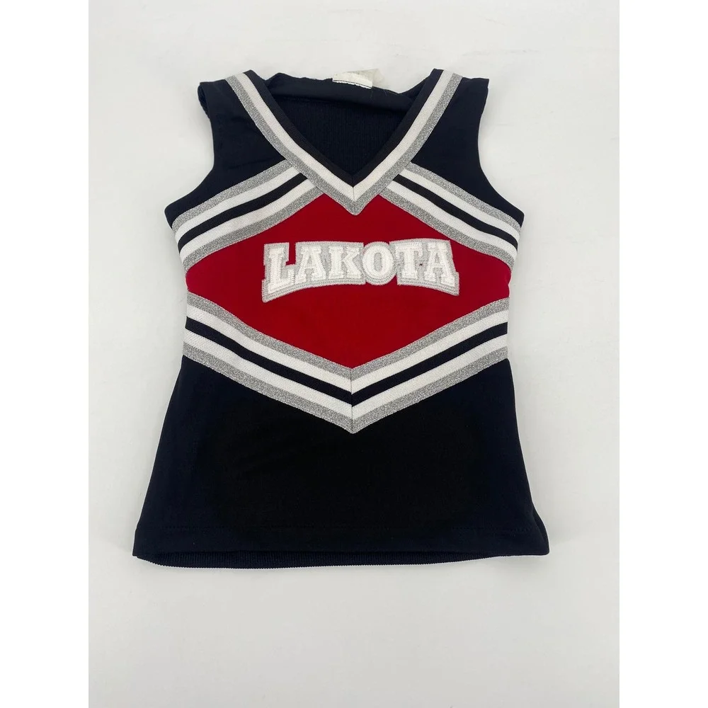 Lakota Cheerleading Uniform Set Shell Top Skirt Black Red Girls Youth Small XS